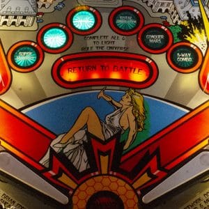 Attack from Mars pinball machine closeup