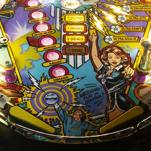 World Cup Soccer pinball closeup